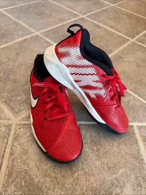 Nike Kids Team Hustle Quick 2 GS Red and White Low-Top Sneakers